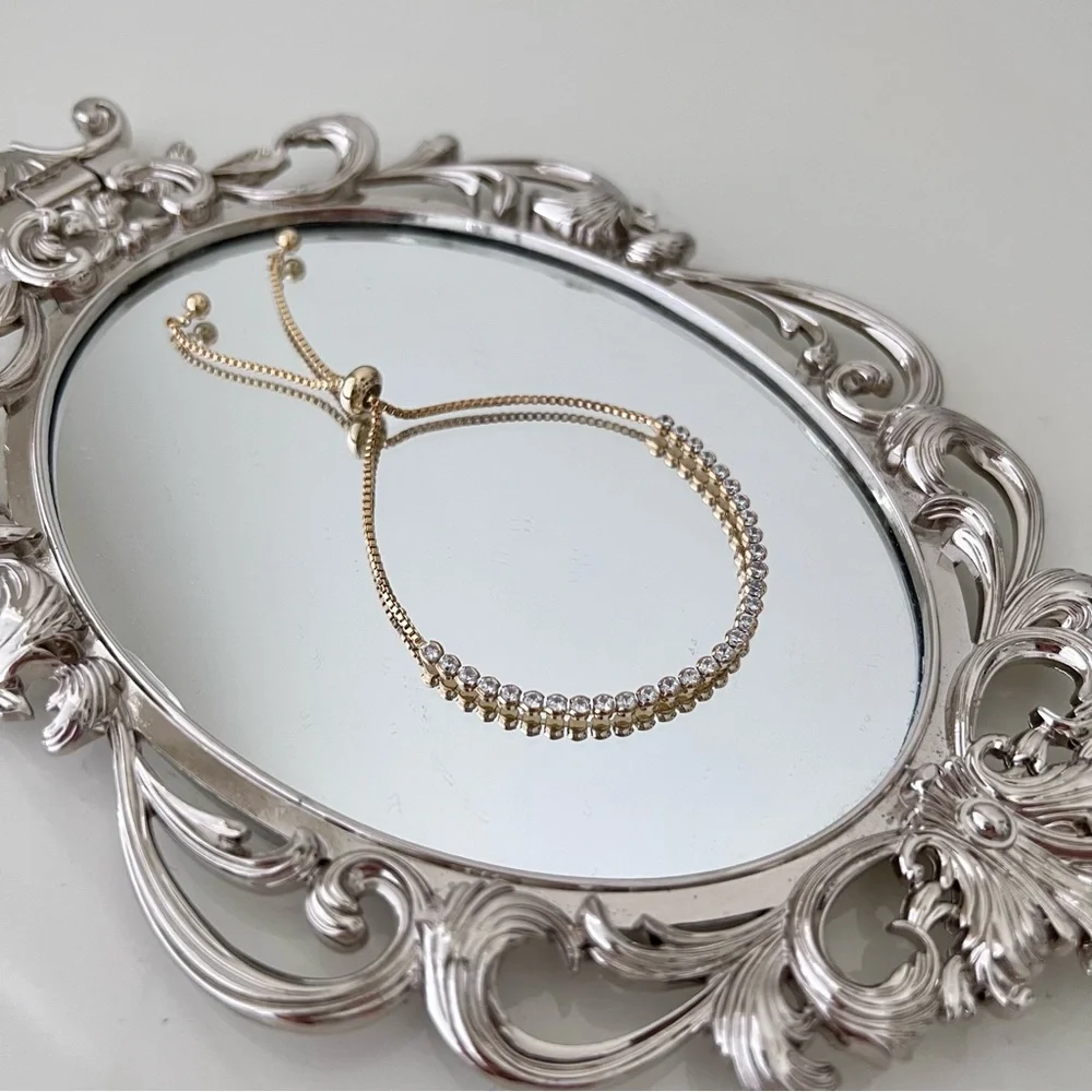 Gold Mini Rhinestone Adjustable Bracelet - Picture 2 of 6